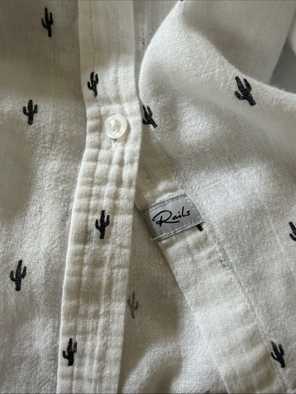 Rails White Button-Down Shirt with Black Cactus Print - Picture 9 of 12